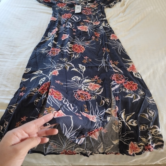 Roxy square sweetheart neckline bright floral print midi dress size Small - Picture 4 of 8